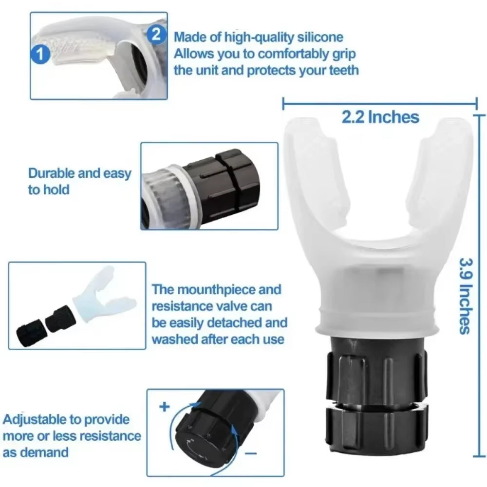 Breathing Exercise for Lungs Portable Breath Fitness Exerciser Device Endurance Workout Device with Adjustable Resistances