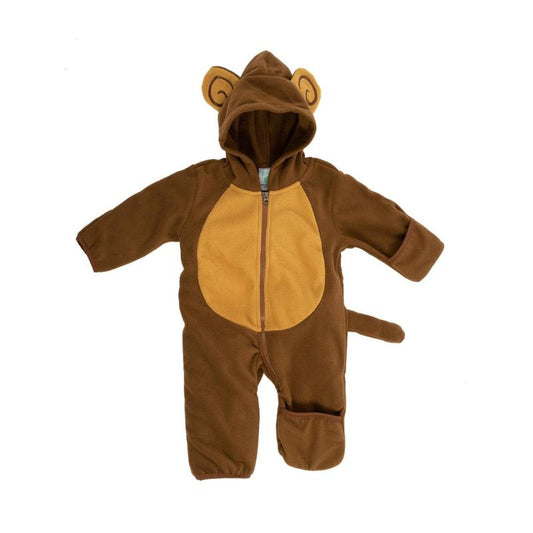 Cuddle Club Monkey Fleece Baby Bunting Bodysuit Infant One Piece Kids Hooded Romper Outerwear Toddler Babyclothes